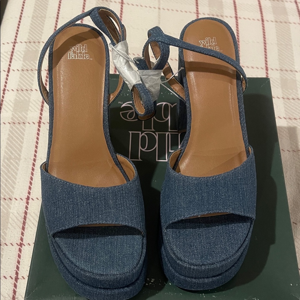 Wild Fable Denim Blue Platform Heels